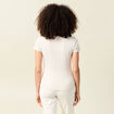 Short cintré manches courtes col rond beige femme