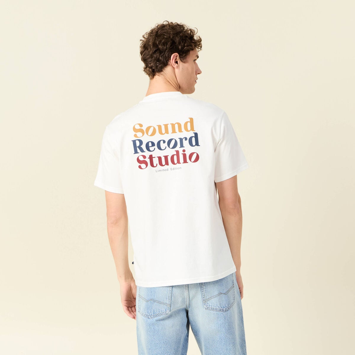 T-shirt en coton manches courtes ecru homme
