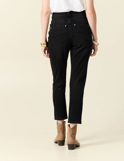 Jeans mom slim denim noir femme