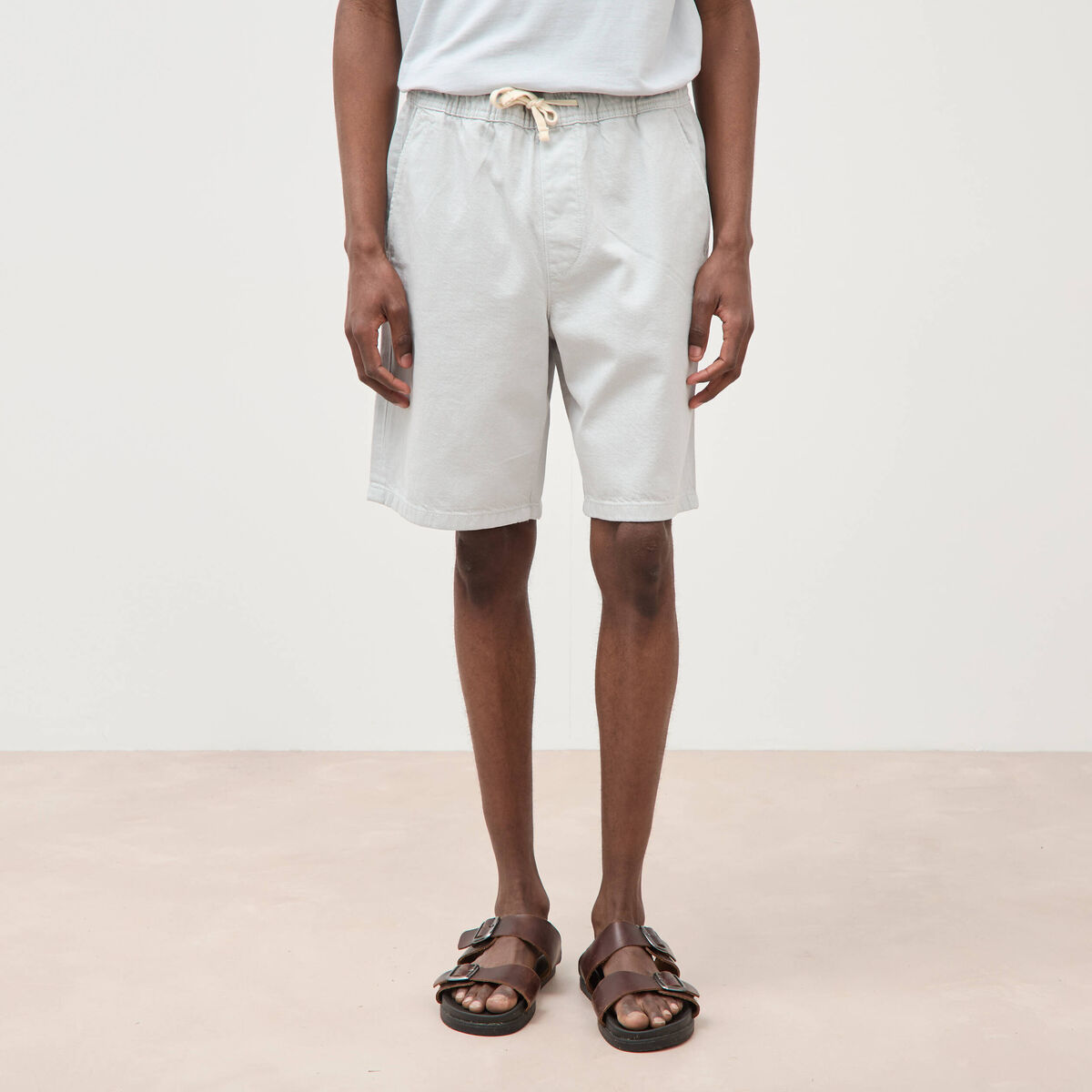 Bermuda en coton gris clair homme
