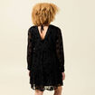 Robe manches longues en voile doubl&eacute;e noir femme