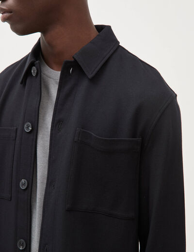 Surchemise manches longues col am&eacute;ricain noir homme