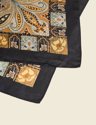 Foulard satin&eacute; noir femme