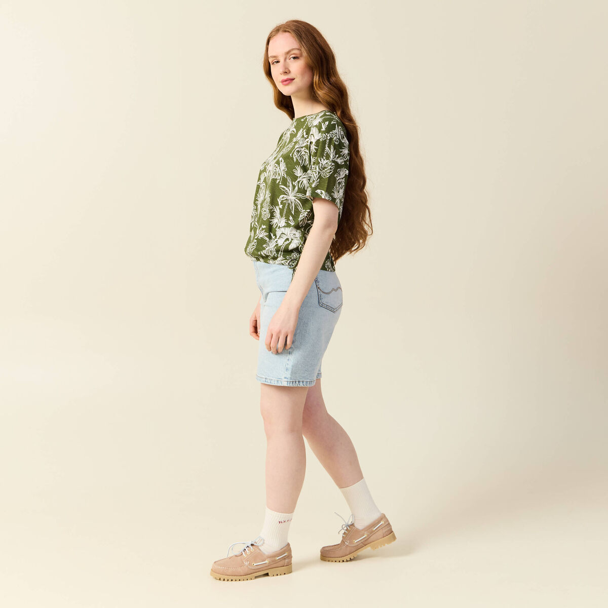 T-shirt oversize manches courtes vert femme