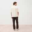 Chemise ray&eacute;e manches courtes ecru homme
