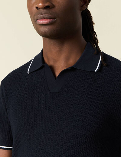 Polo manches courtes bleu marine homme