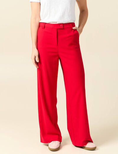 Pantalon loose taille standard fluide rouge femme