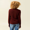 Pull col V manches longues orange fonc&eacute; femme
