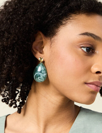 Boucles d'oreilles pendantes vert pastel femme