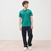 Polo cintr&eacute; en coton manches courtes vert &eacute;meraude homme