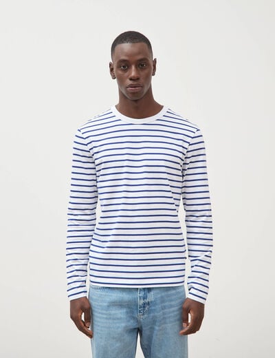 Marini&egrave;re manches longues col rond bleu electrique homme