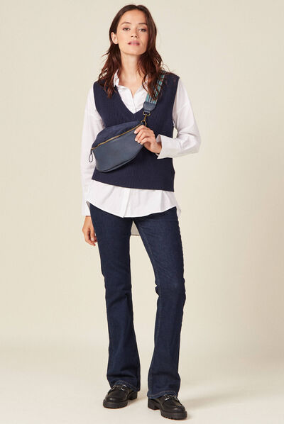 Pull éco-responsable bleu marine femme