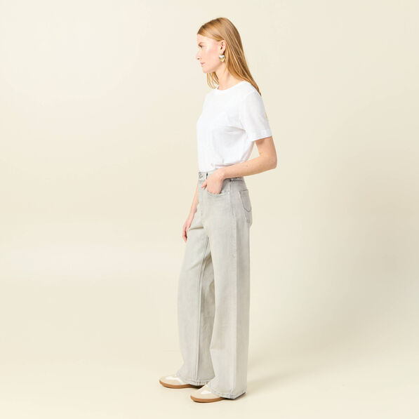 jeans large eco responsable denim gris clair femme Jeans large éco-responsable denim gris clair femme