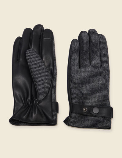 Gants en cuir avec doublure noir homme