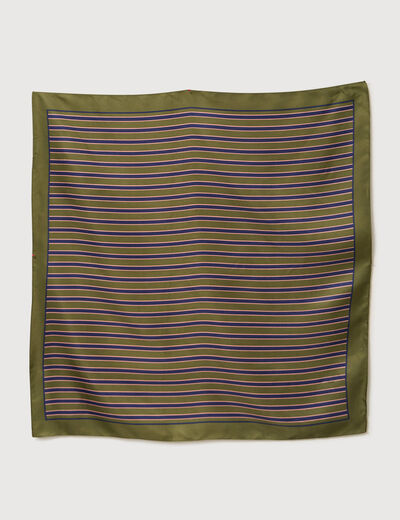 Foulard ray&eacute; satin&eacute; vert kaki femme