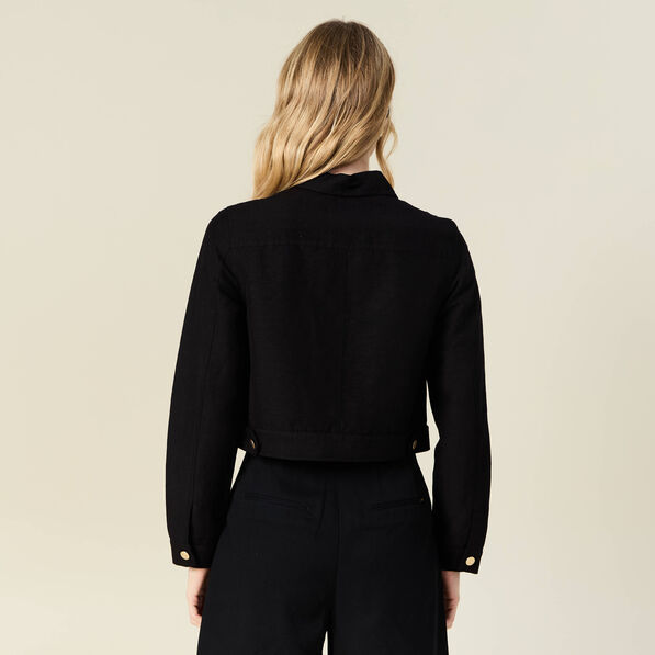 veste courte boutonnee noir femme Veste courte boutonnée noir femme