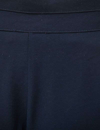 Pantalon large taille haute ceinture bleu fonc&eacute; femme