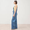 Salopette loose en jeans denim bleach femme