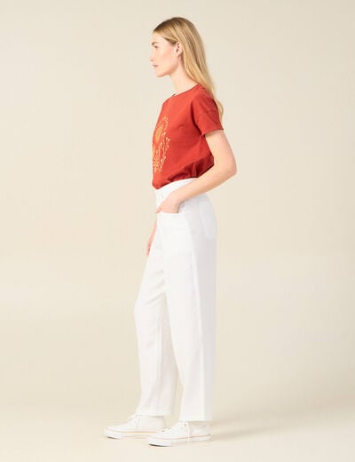 Pantalon cargo fluide ecru femme