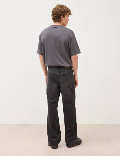Jeans loose longueur 34 en coton denim snow noir homme