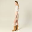 Bermuda droit taille haute beige femme