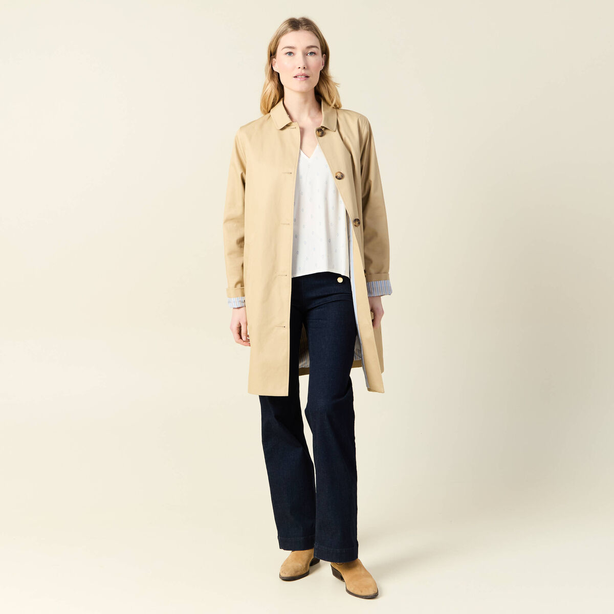 Blouse manches courtes bleu ciel femme