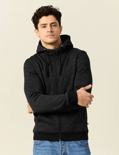 Gilet manches longues zipp&eacute; noir homme