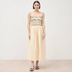 Robe col v &agrave; bretelles en coton creme femme