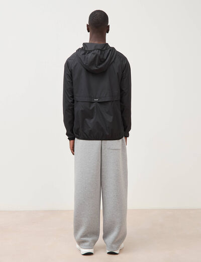 Blouson droit &agrave; capuche manches longues noir homme