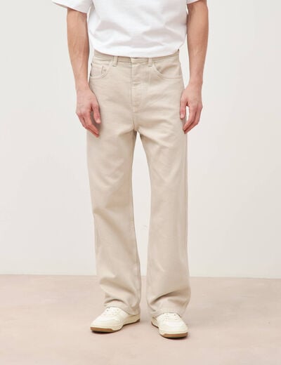 Jeans large 5 poches longueur 32 beige homme