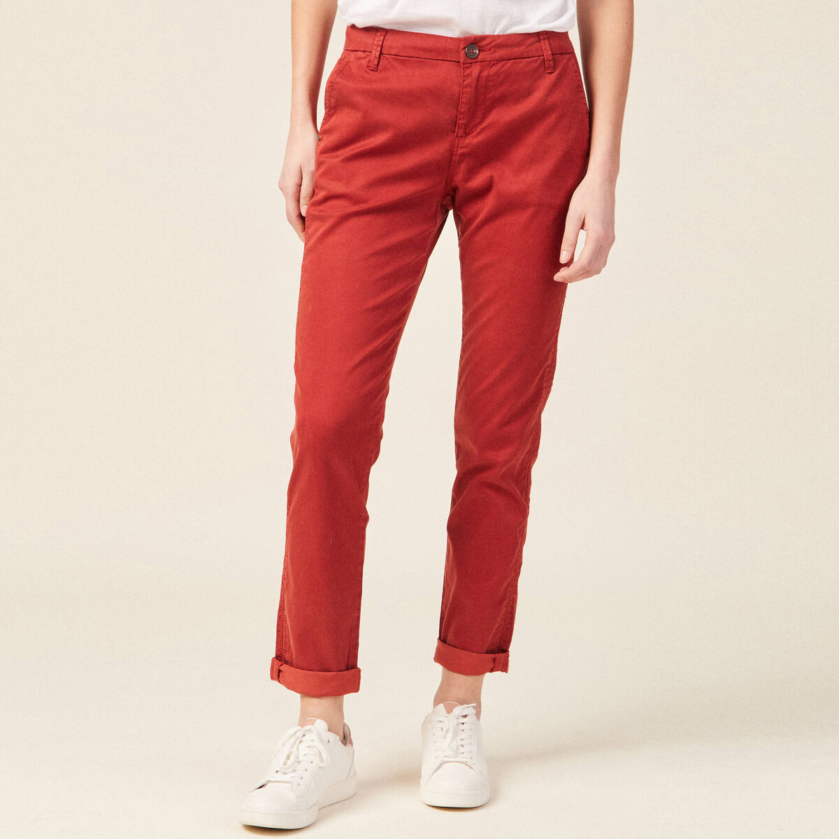 Pantalon chino Instinct orange foncé femme