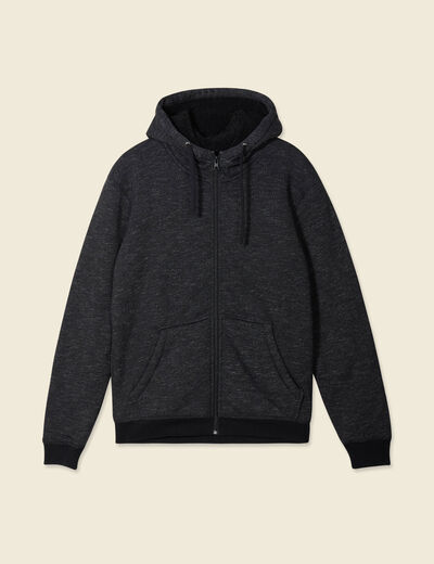 Sweat manches longues zippé noir homme
