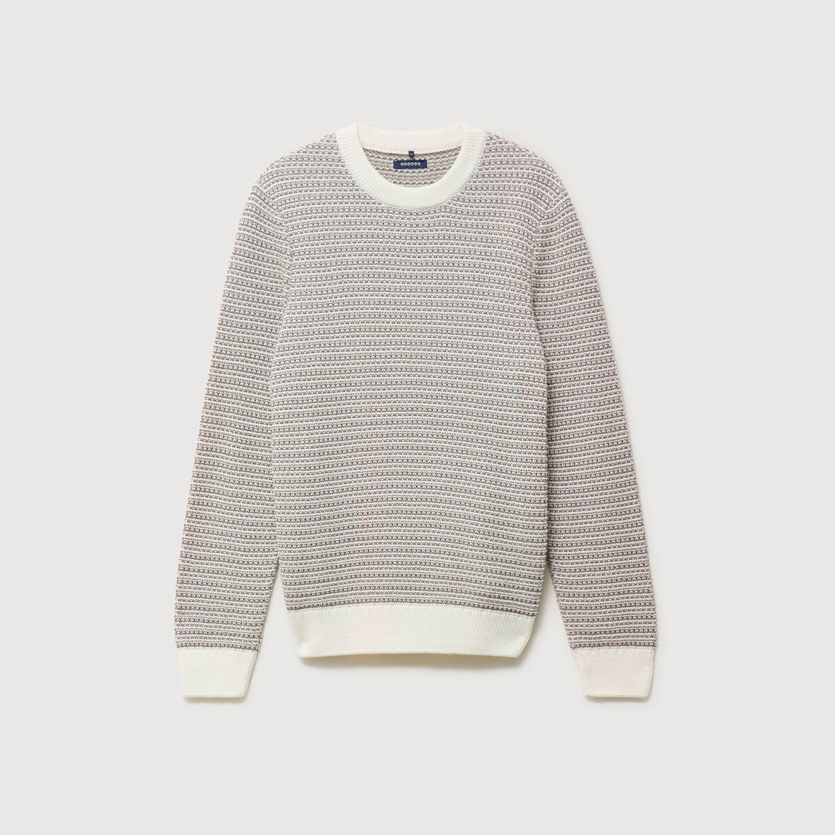 Pull droit col rond manches longues ecru homme