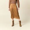 Jupe midi droite satin marron clair femme