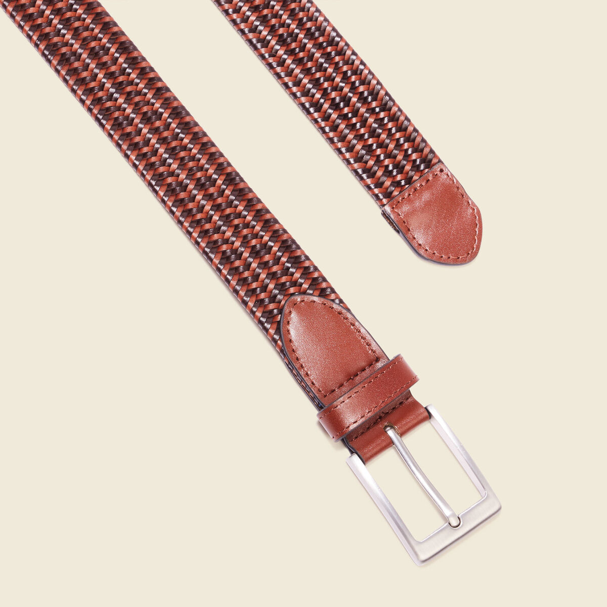 Ceinture tressée marron homme