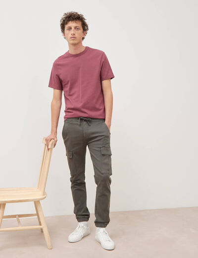 Pantalon battle bas resserr&eacute; vert fonc&eacute; homme