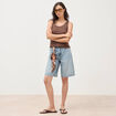 Bermuda large taille haute en coton denim used femme