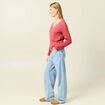 Pull à manches longues rose framboise femme