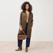 Pull droit col v manches longues camel femme