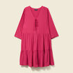 Robe évasée manches 3/4 rose framboise femme
