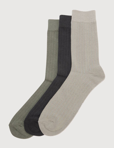 Lot de 5 paires chaussettes hautes vert kaki homme