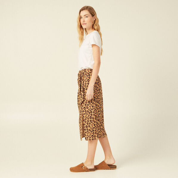 Jupe midi portefeuille fendue sable femme