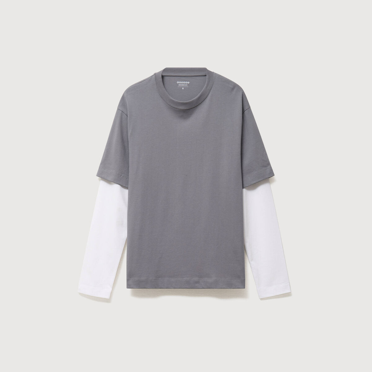 T-shirt droit manches longues col rond gris homme