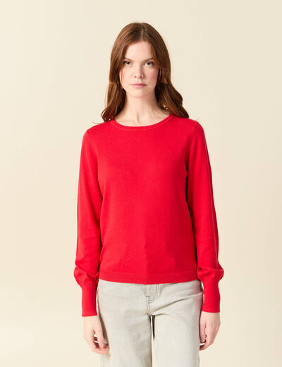 Pull manches longues rouge fonc&eacute; femme