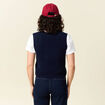 Pull sans manches col en V bleu marine femme
