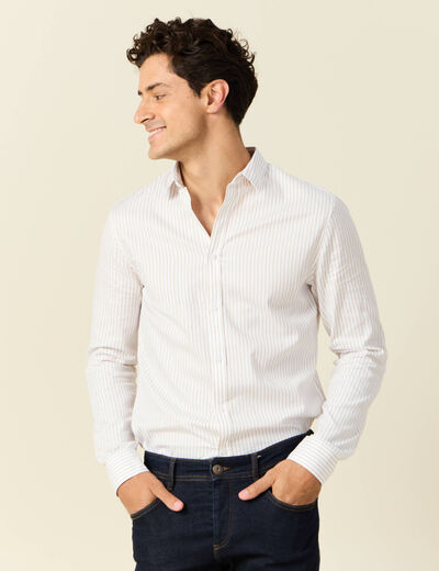 Chemise manches longues beige homme