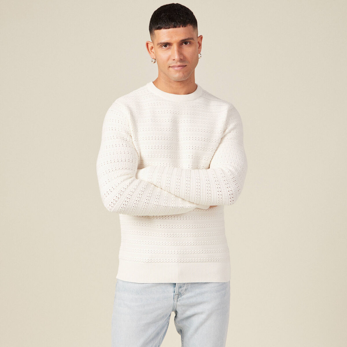 Pull éco-responsable ecru homme