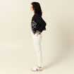 Veste droite brodée noir femme