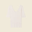 Pull manches courtes creme femme