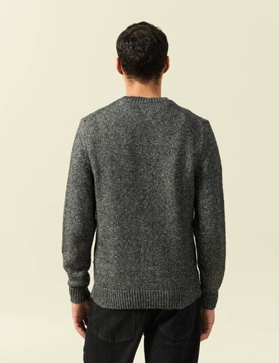Pull manches longues col rond noir homme